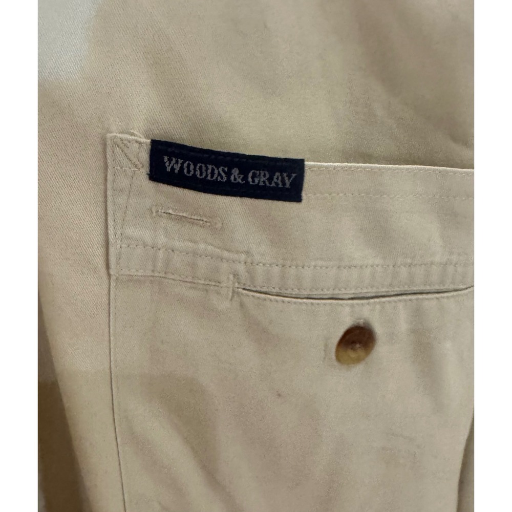 Vintage Woods & Gray Button Down Shirt Beige Cotton Twill Utility Men's Large - Picture 4 of 9